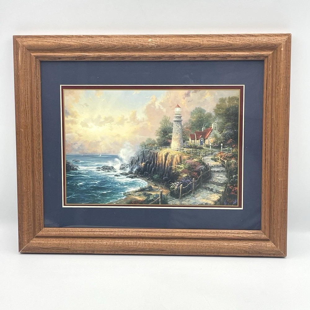 Vintage 1999 Thomas Kinkade The Forest Chapel Framed Church Art Print 15.5"